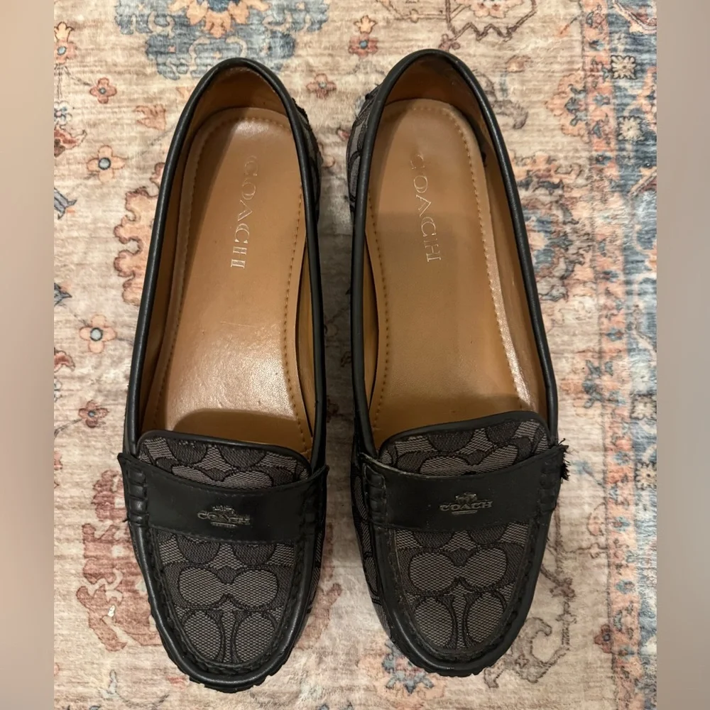 Coach Odette Signature Print Black Loafers